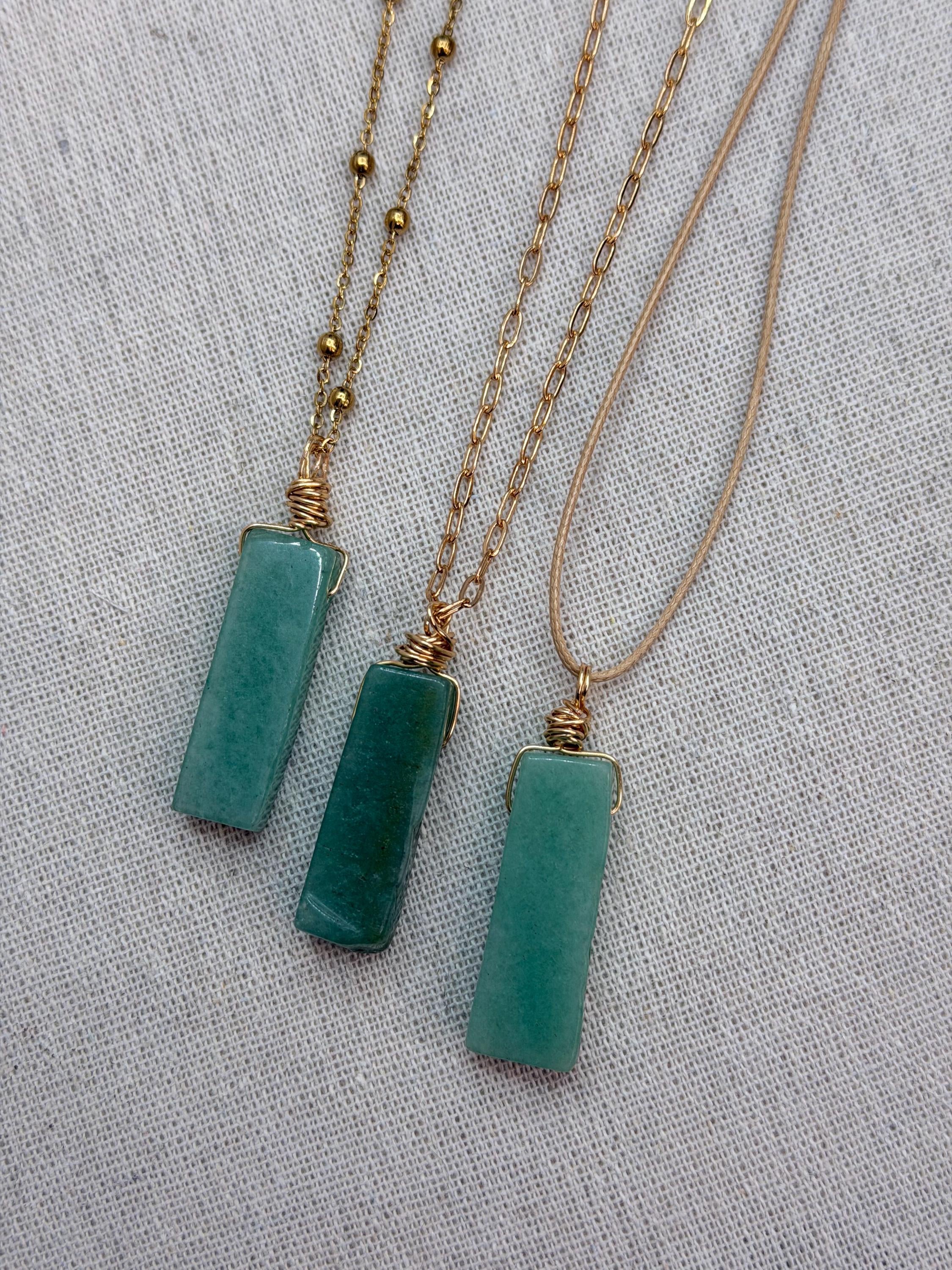Green Aventurine Pendant Necklace • Minimalist Manifestation Amulet • Choose Chain Style • Spiritual Gift Protection & Prosperity