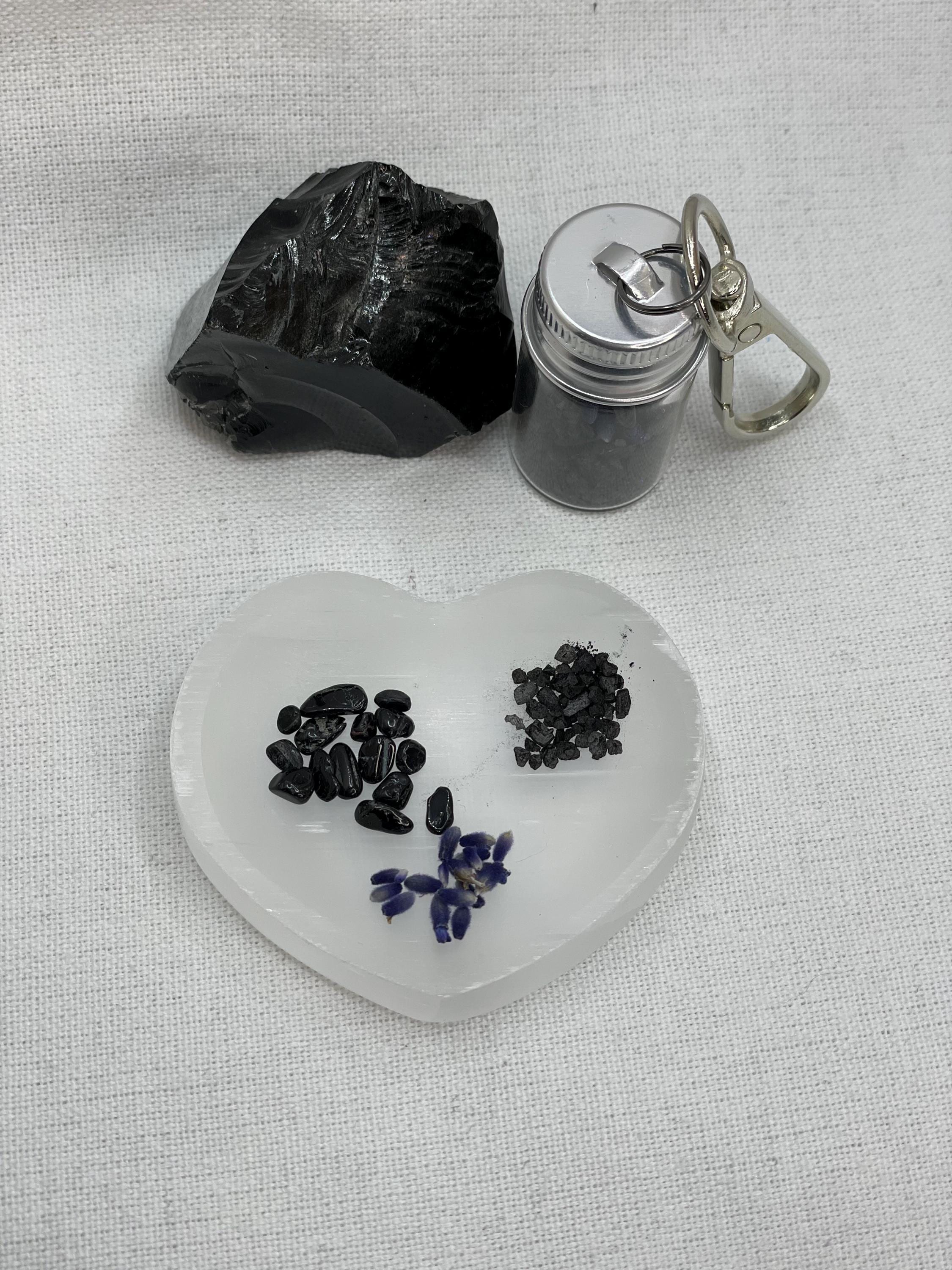 Protection Spell Jar Keychain, Crystal Vial for Energy Clearing, Black Tourmaline Sanctuary Shield