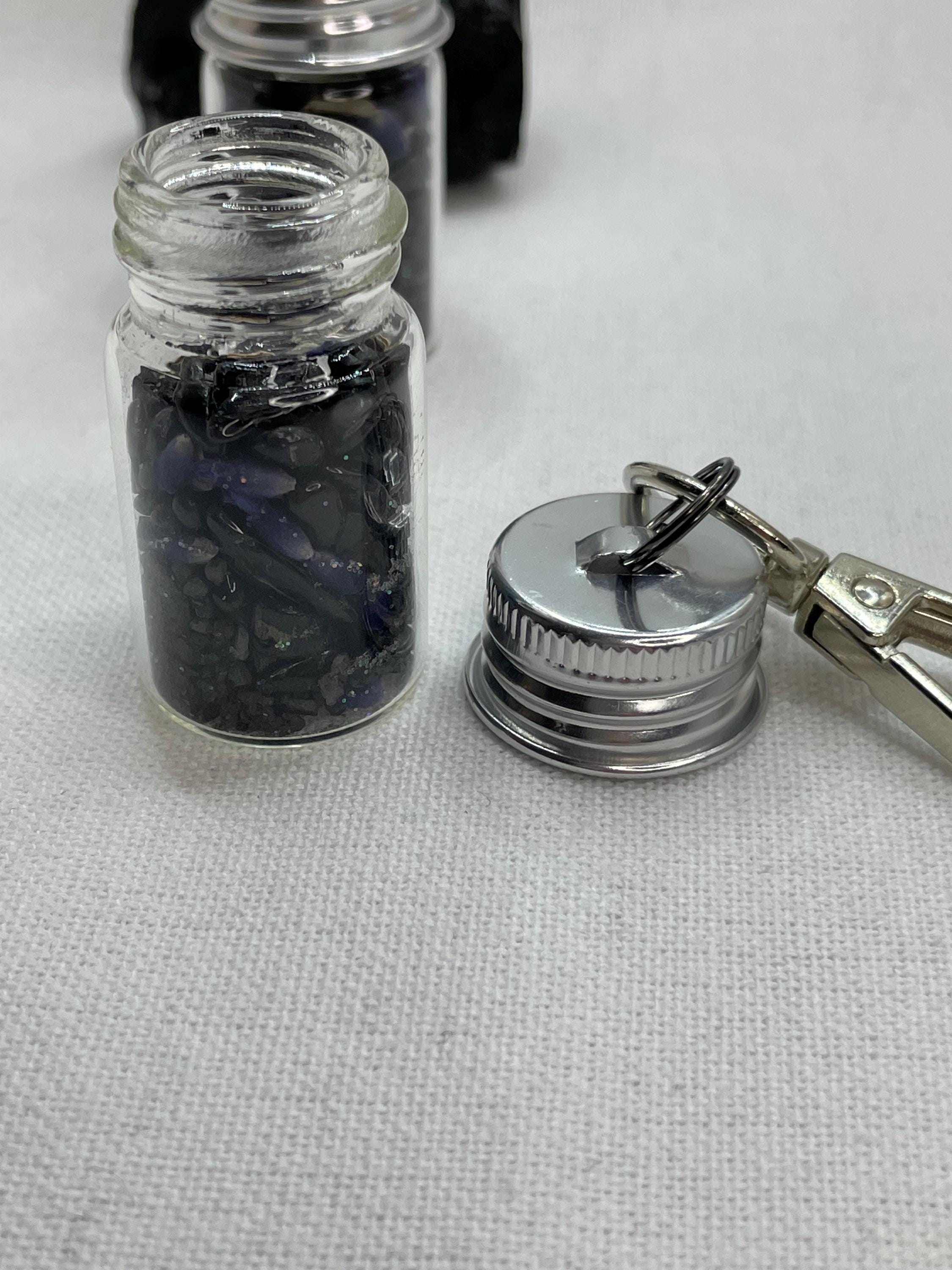 Protection Spell Jar Keychain, Crystal Vial for Energy Clearing, Black Tourmaline Sanctuary Shield