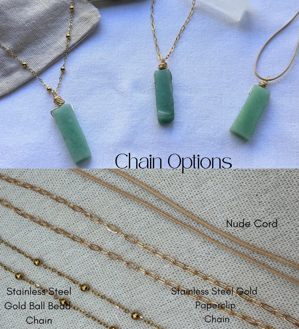 Green Aventurine Pendant Necklace • Minimalist Manifestation Amulet • Choose Chain Style • Spiritual Gift Protection & Prosperity