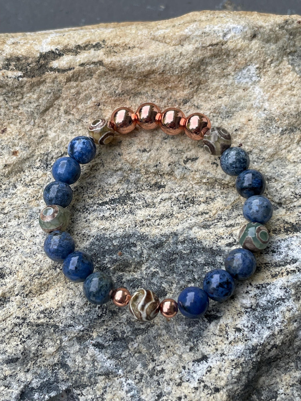 Emotional Strength Crystal Bracelet Dumortierite Copper for Resilience Support & Mindful Recovery