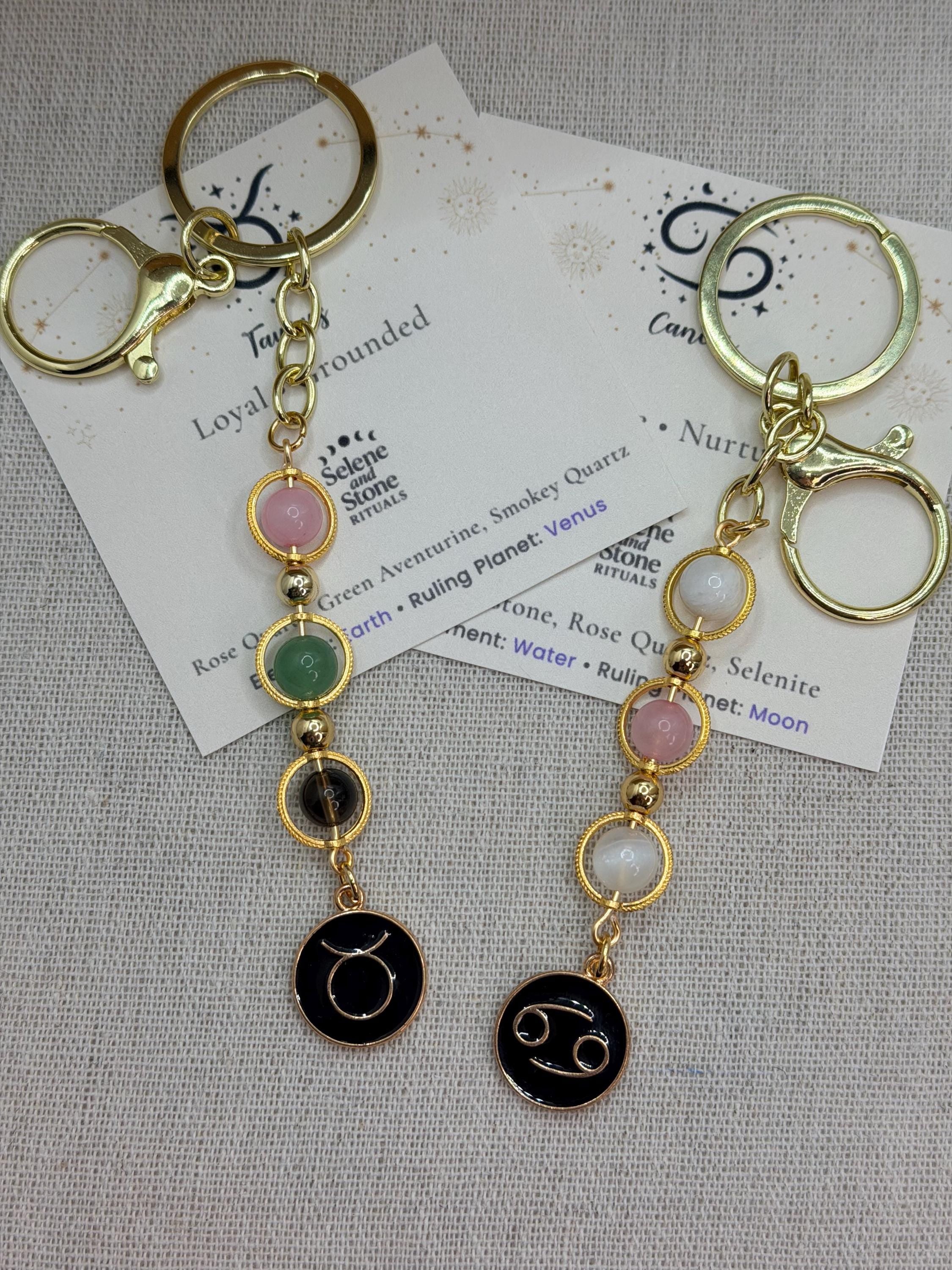 Zodiac Crystal Keychain Gift Astrology Bag Charm Horoscope Sign Keyring Celestial Crystal Birthday Gift (Aries to Pisces)