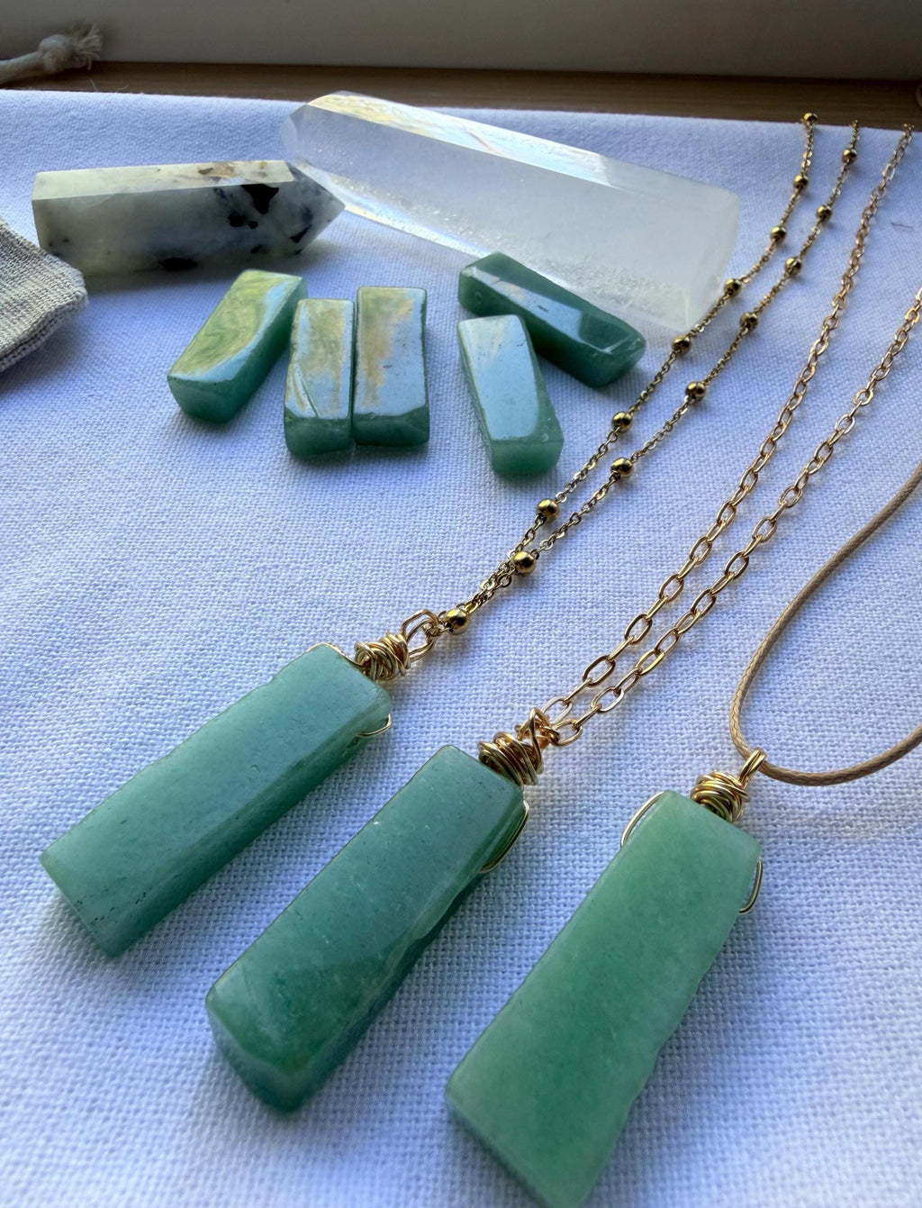 Green Aventurine Pendant Necklace • Minimalist Manifestation Amulet • Choose Chain Style • Spiritual Gift Protection & Prosperity