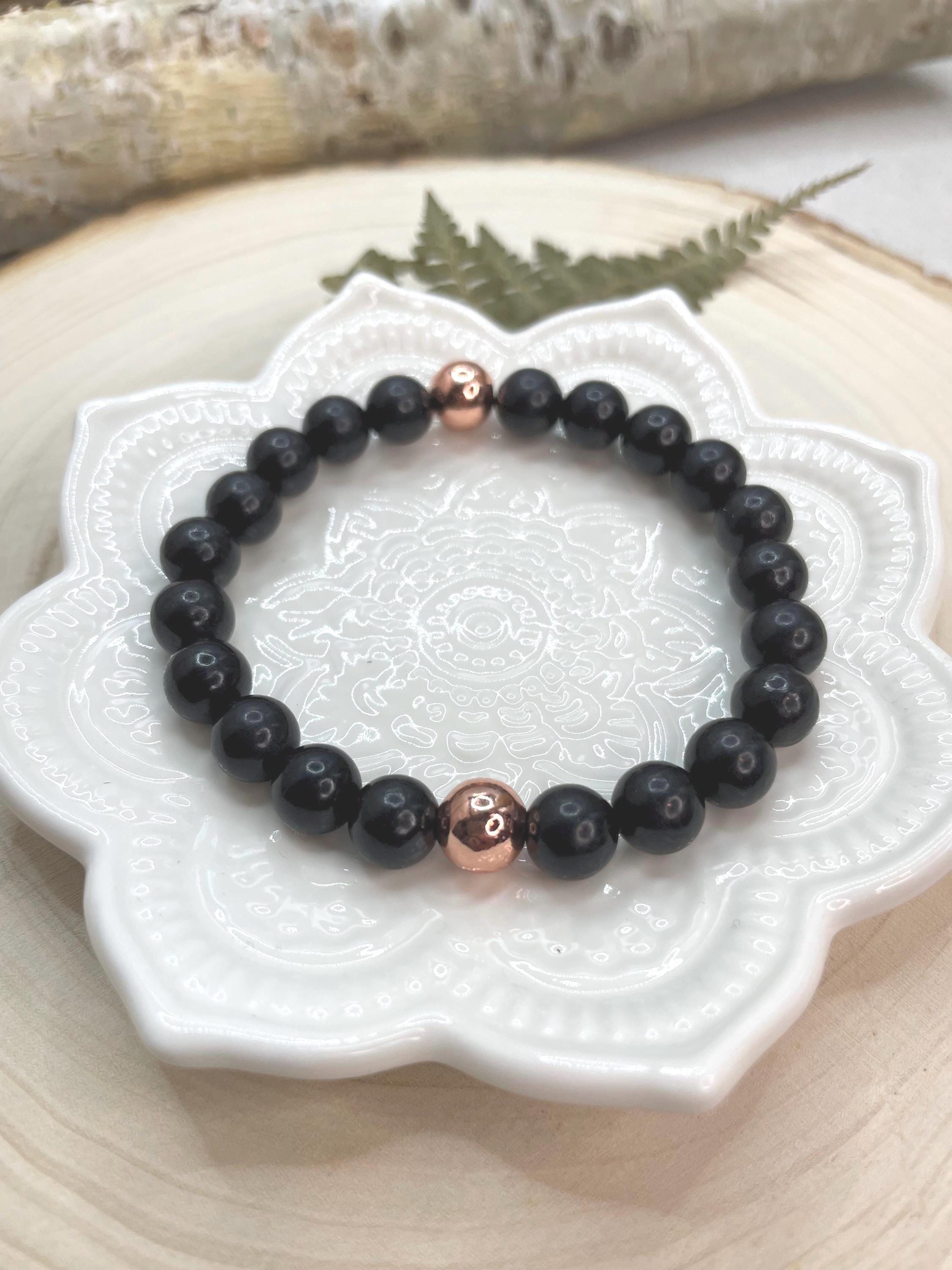 Russian Shungite Copper Protection Bracelet Grounding Crystal Bracelet for Stress Relief, Energy Reset & Focus Unisex Gift for Clarity