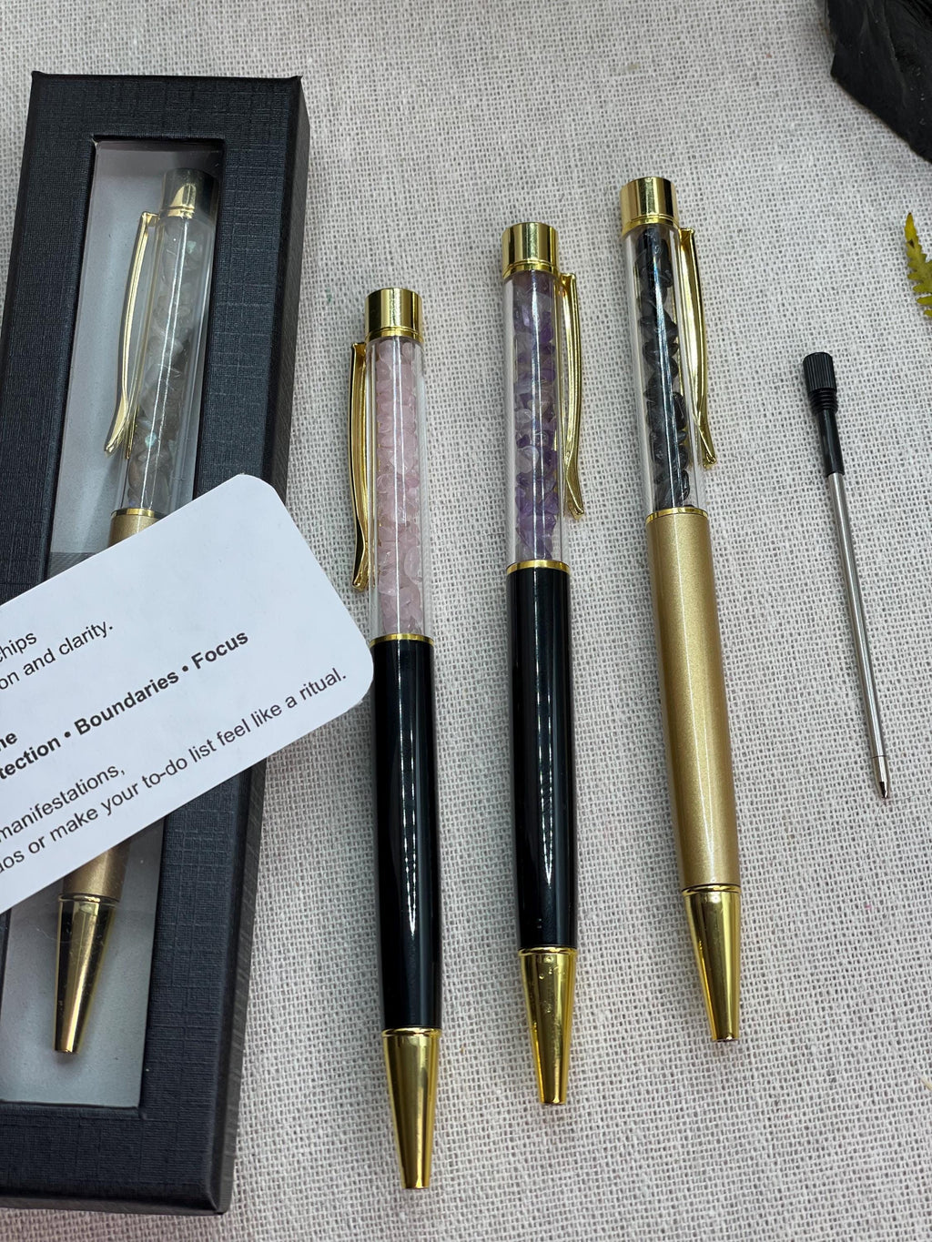 Crystal Chips Manifestation Pens,  Ritual Writing Tool for Journaling Shadow Work Energy