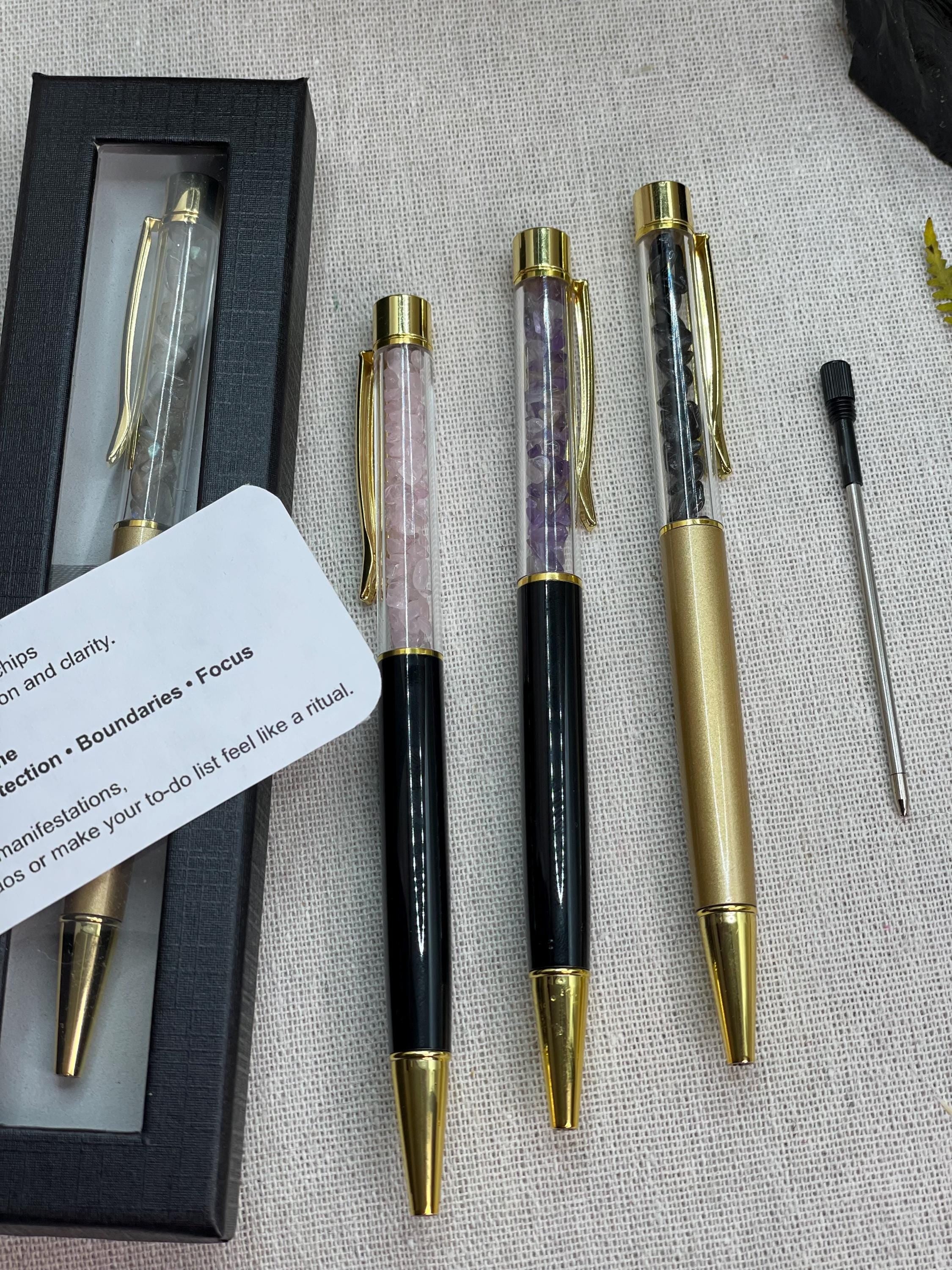 Crystal Chips Manifestation Pens,  Ritual Writing Tool for Journaling Shadow Work Energy