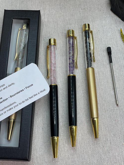 Crystal Chips Manifestation Pens,  Ritual Writing Tool for Journaling Shadow Work Energy