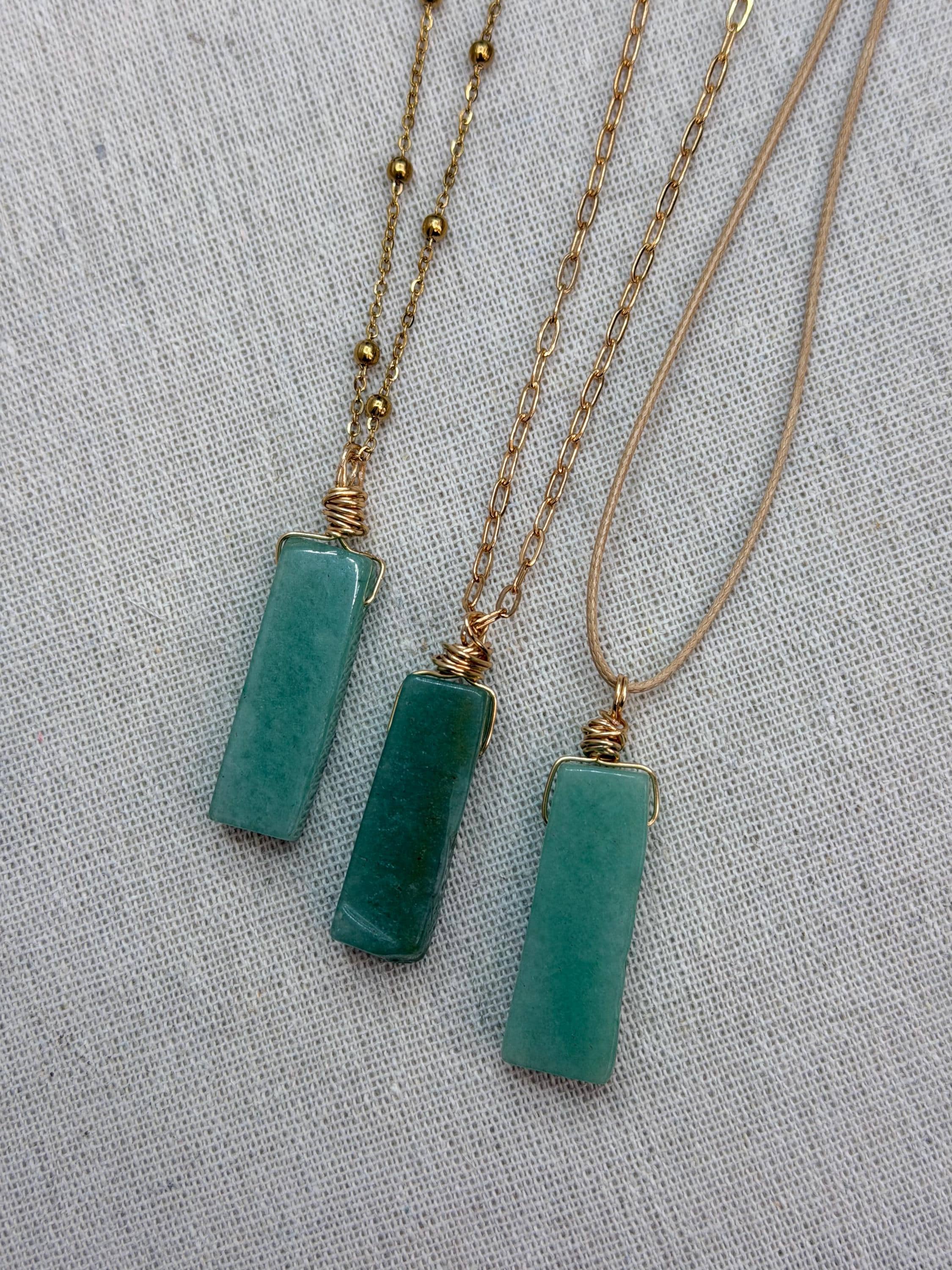 Green Aventurine Pendant Necklace • Minimalist Manifestation Amulet • Choose Chain Style • Spiritual Gift Protection & Prosperity