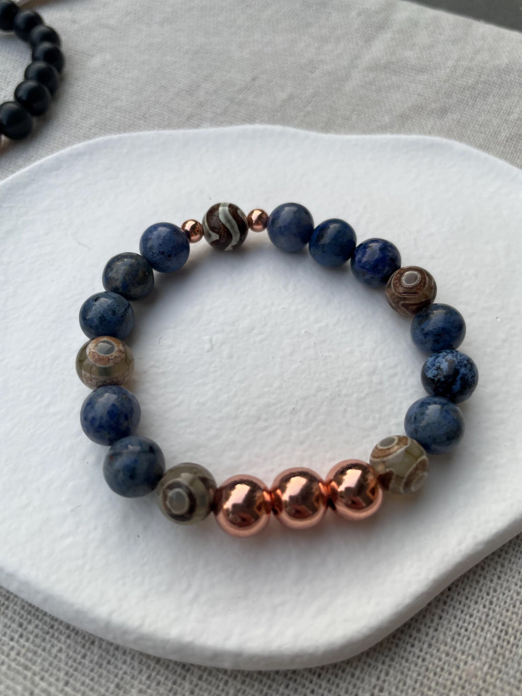 Emotional Strength Crystal Bracelet Dumortierite Copper for Resilience Support & Mindful Recovery
