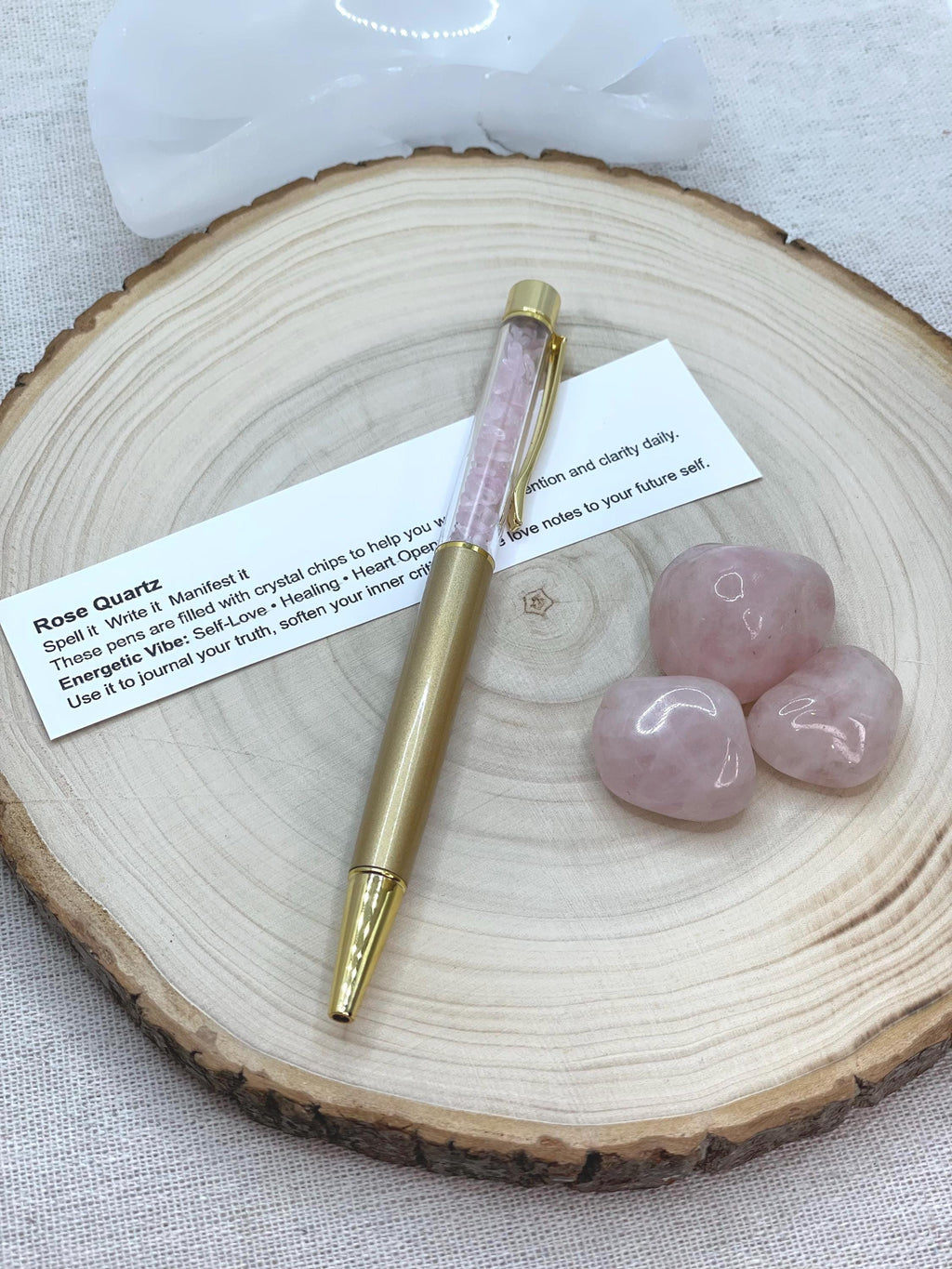 Ground & Protect Pen Set | Crystal Chips Black Tourmaline Amethyst Pens Writing Ritual Tools