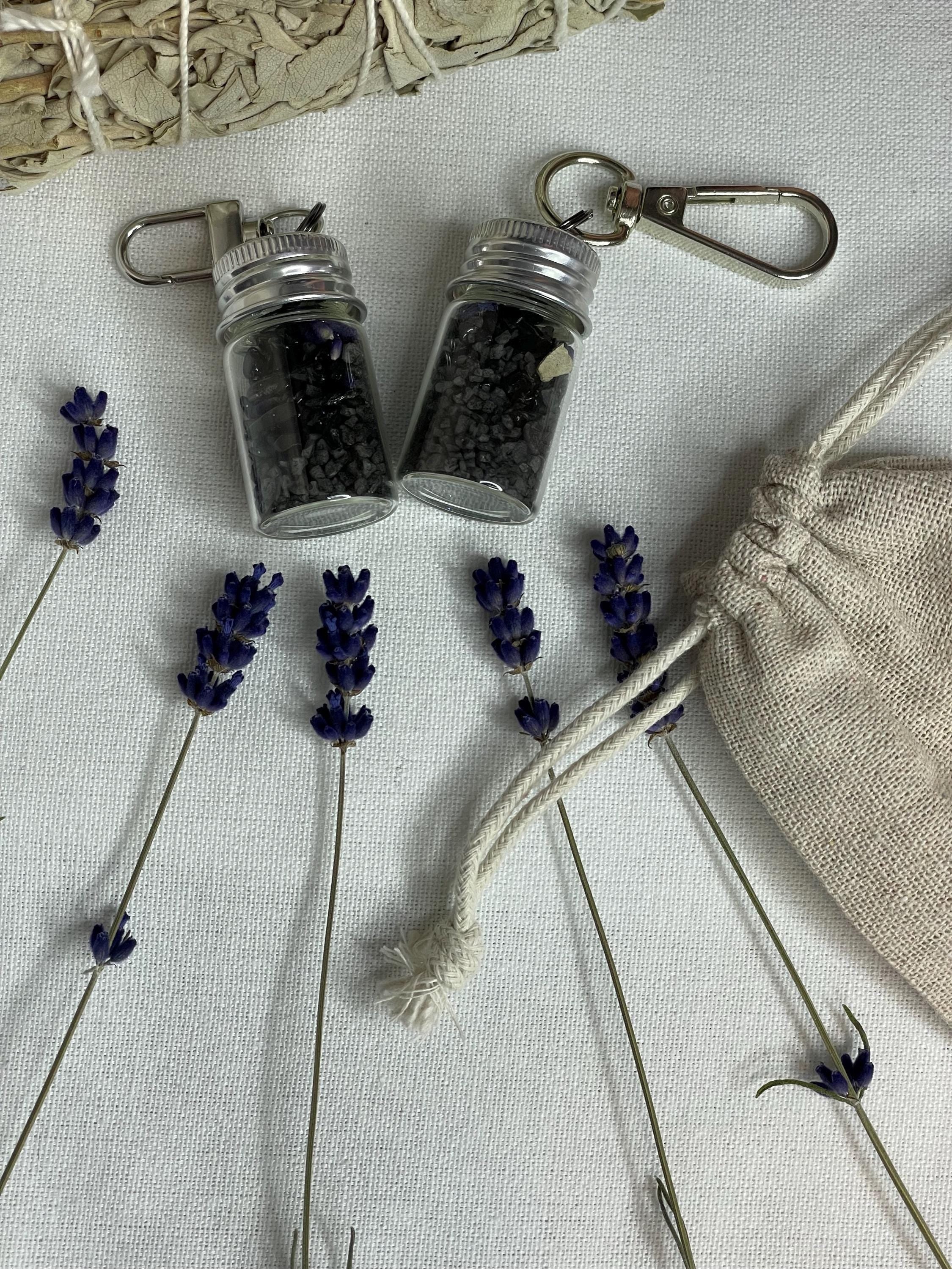 Protection Spell Jar Keychain, Crystal Vial for Energy Clearing, Black Tourmaline Sanctuary Shield