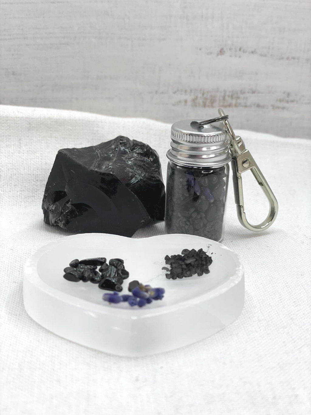 Protection Spell Jar Keychain, Crystal Vial for Energy Clearing, Black Tourmaline Sanctuary Shield