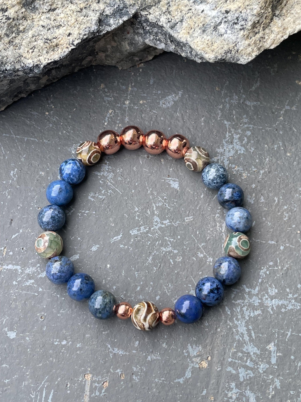 Emotional Strength Crystal Bracelet Dumortierite Copper for Resilience Support & Mindful Recovery