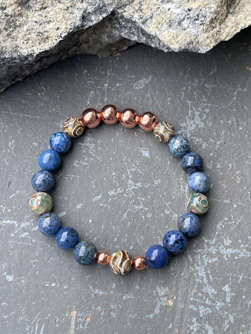 Emotional Strength Crystal Bracelet Dumortierite Copper for Resilience Support & Mindful Recovery