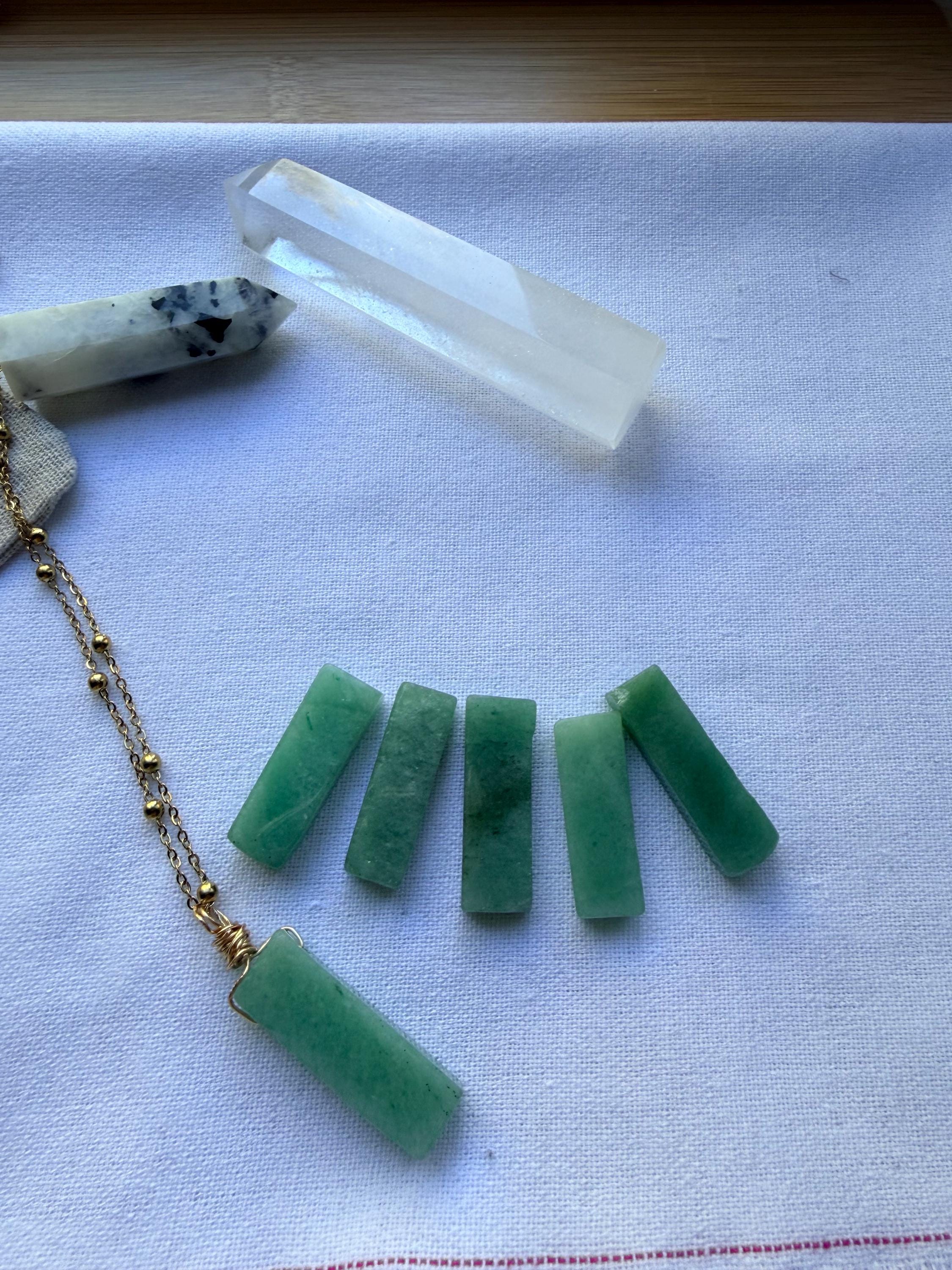 Green Aventurine Pendant Necklace • Minimalist Manifestation Amulet • Choose Chain Style • Spiritual Gift Protection & Prosperity