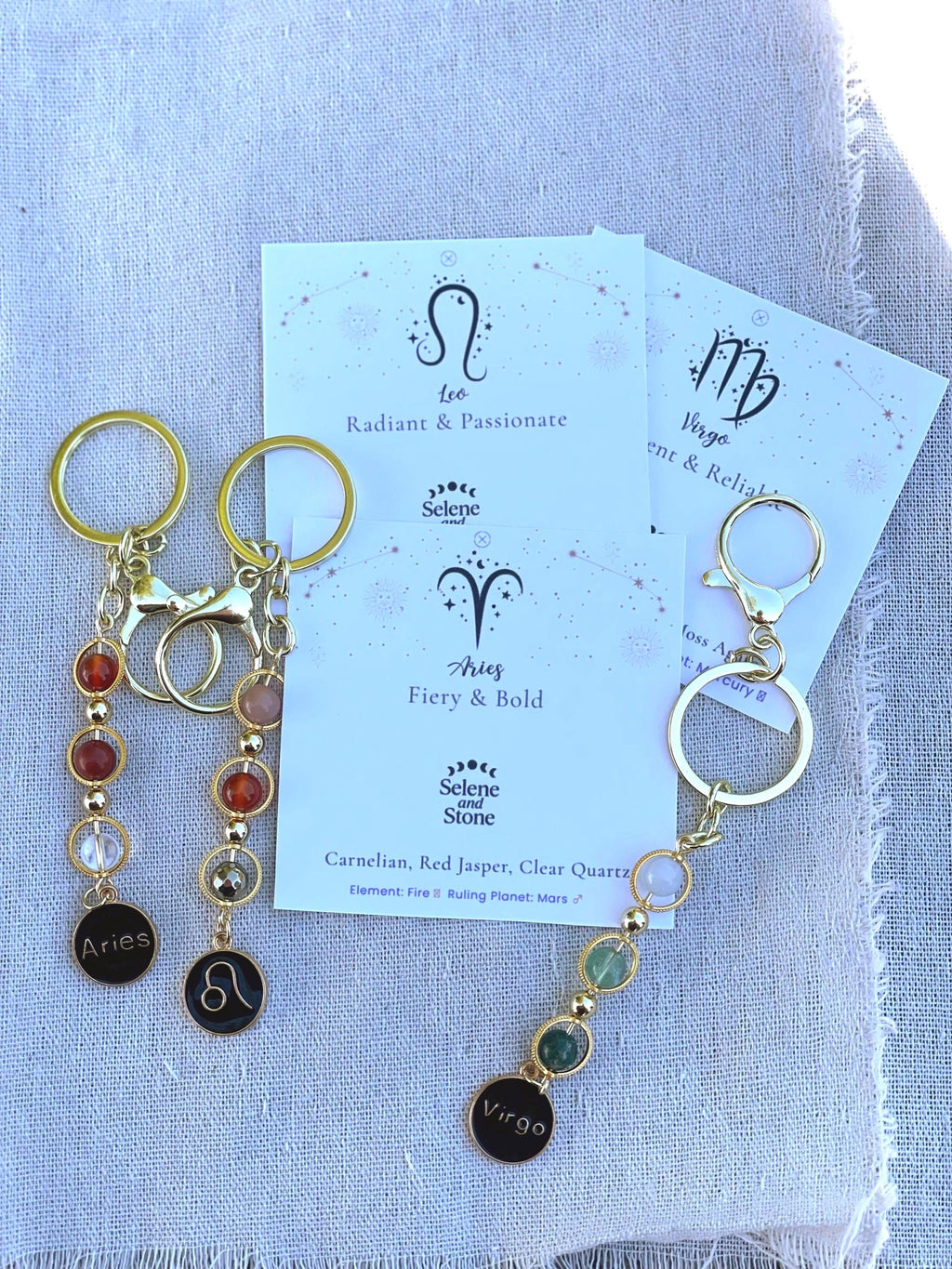 Zodiac Crystal Keychain Gift Astrology Bag Charm Horoscope Sign Keyring Celestial Crystal Birthday Gift (Aries to Pisces)