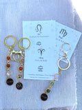 Zodiac Crystal Keychain Gift Astrology Bag Charm Horoscope Sign Keyring Celestial Crystal Birthday Gift (Aries to Pisces)