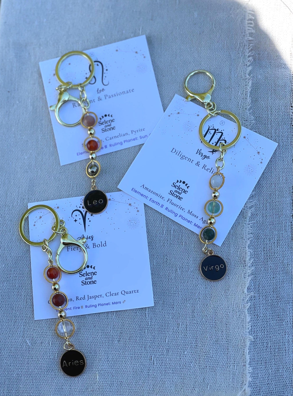 Zodiac Crystal Keychain Gift Astrology Bag Charm Horoscope Sign Keyring Celestial Crystal Birthday Gift (Aries to Pisces)