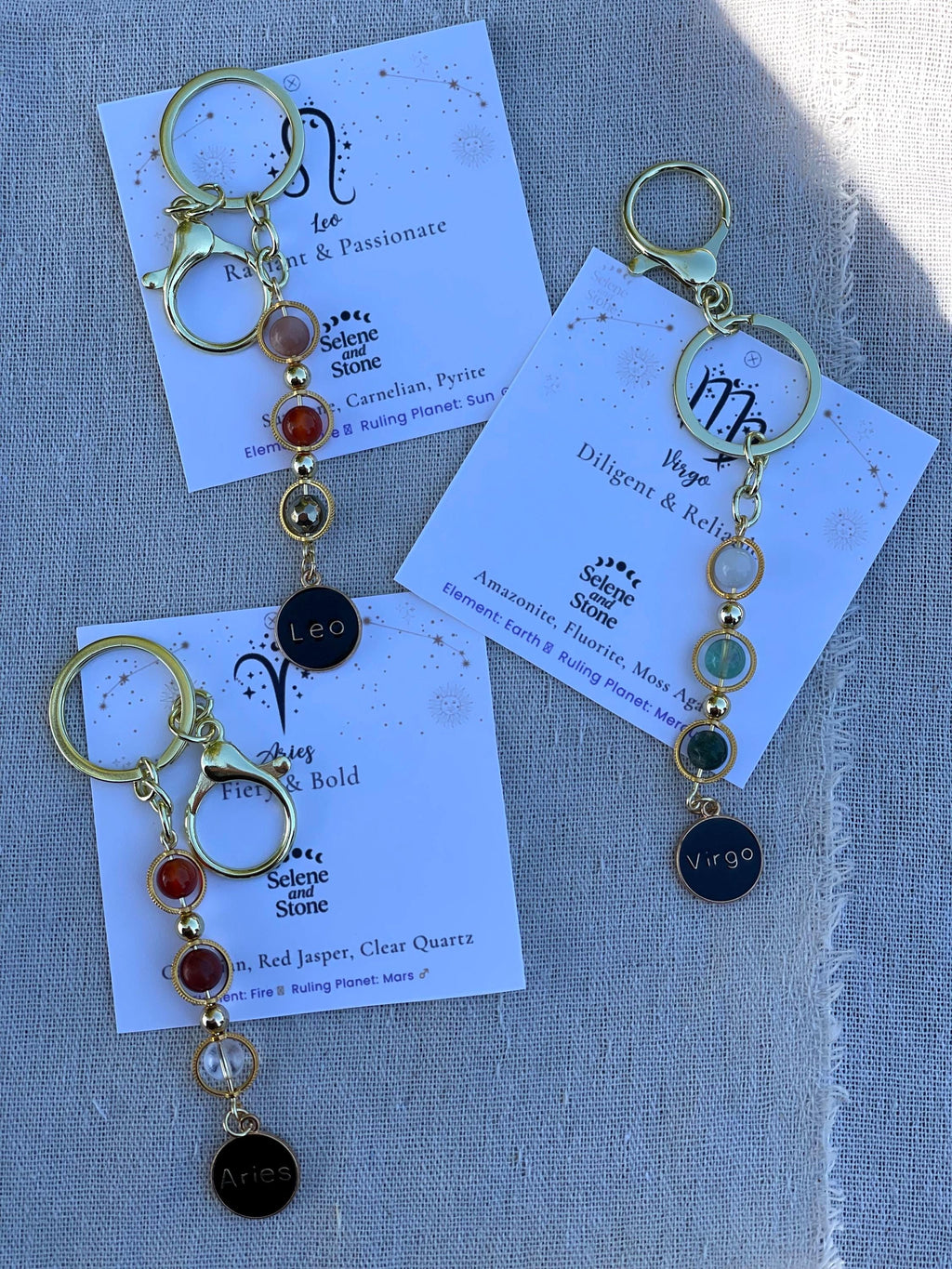 Zodiac Crystal Keychain Gift Astrology Bag Charm Horoscope Sign Keyring Celestial Crystal Birthday Gift (Aries to Pisces)