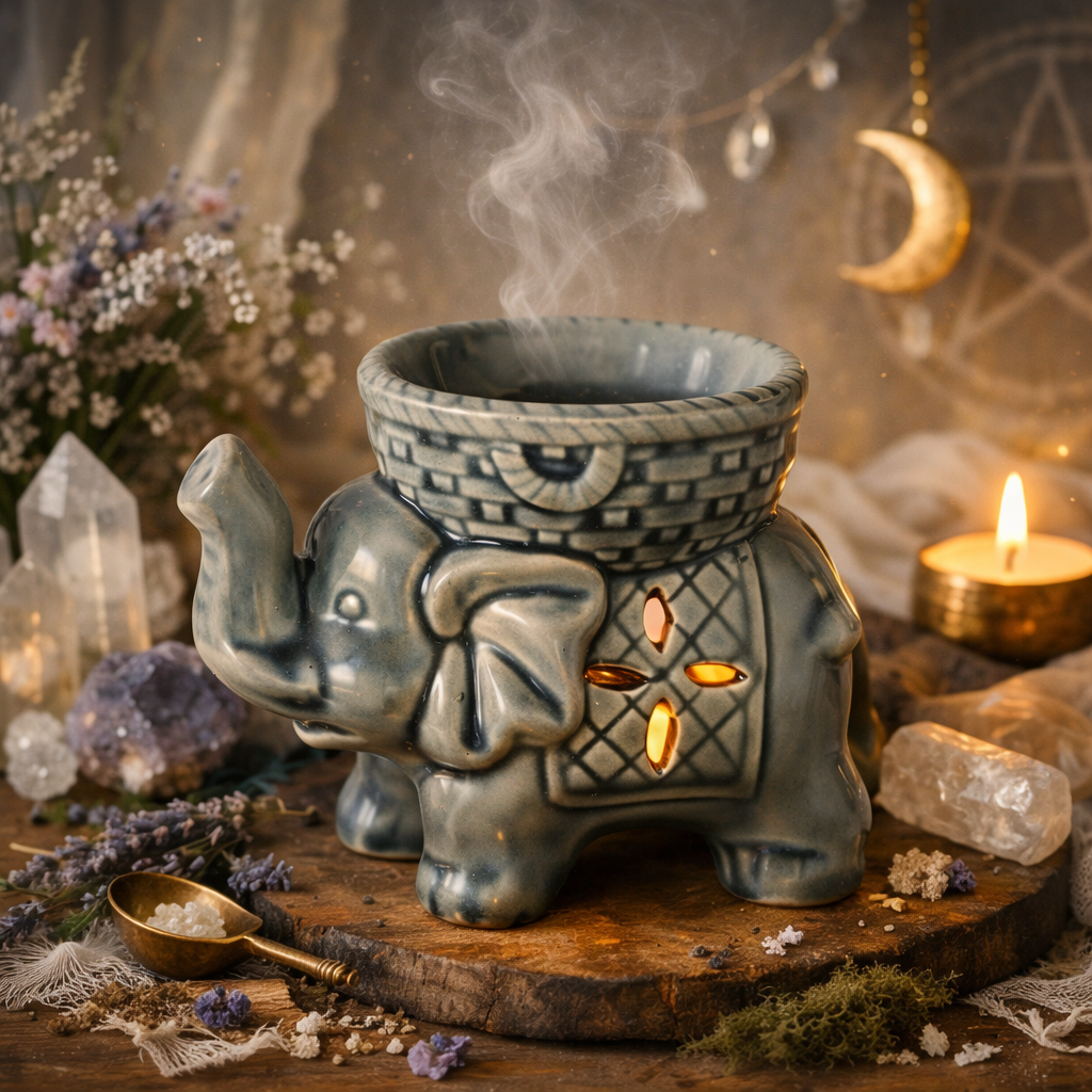 Elephant Essential Oil Burner Wax Melt Warmer Tealight Ceramic Elephant Aromatherapy Burner