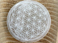 Selenite Charging Plate for crystals, Flower of Life Design Round Plate 10 inch