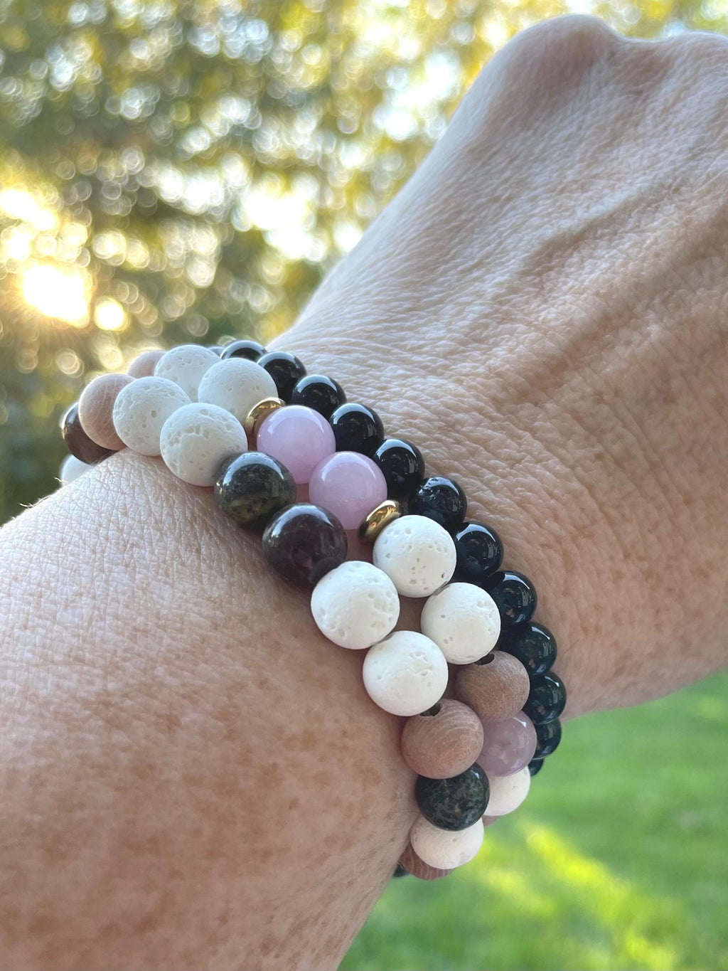 Rose Quartz Diffuser Bracelet Rosewood Essential Oil Bracelet Aromatherapy Jewelry LOVE