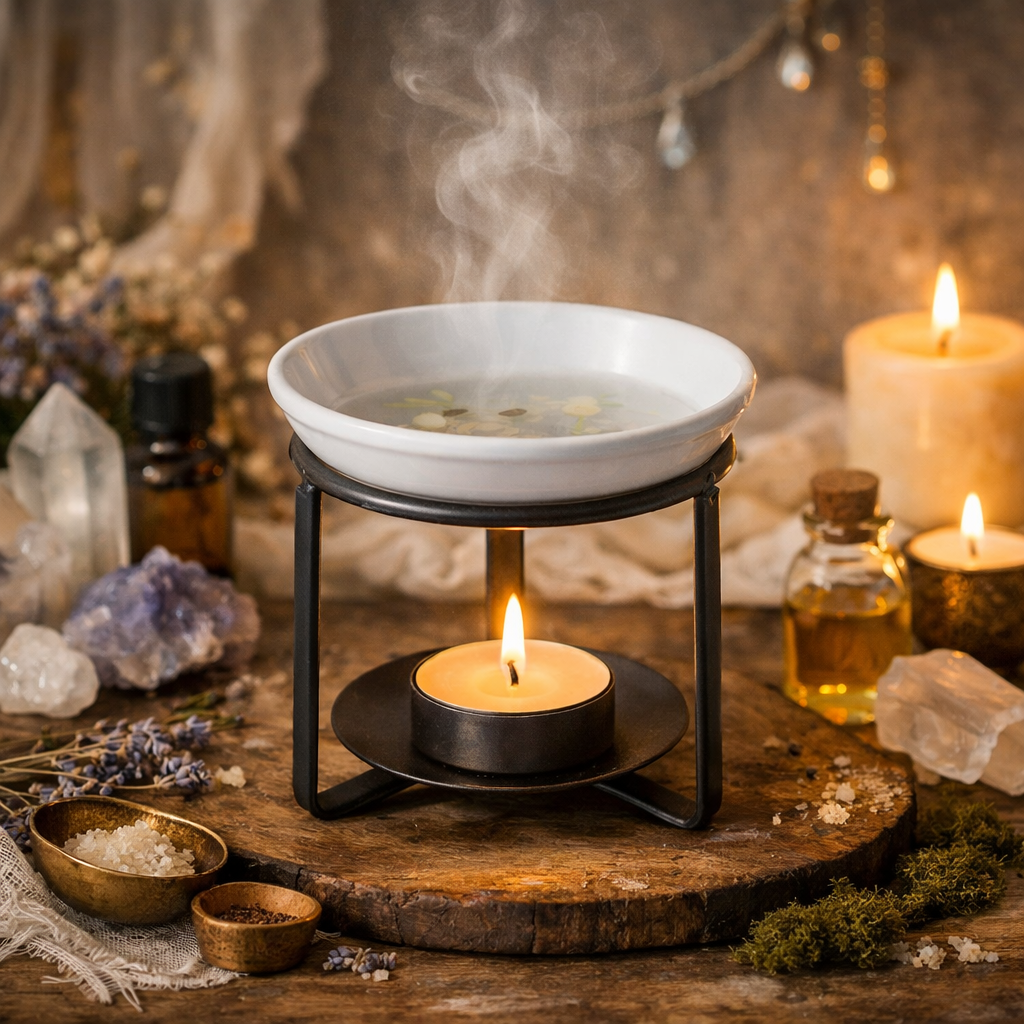 Minimalist Essential Oil Burner Tealight Aromatherapy Warmer Metal Stand Wax Melt Burner
